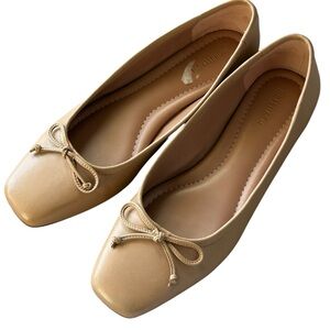 NORDSTROM Leather Ballet Flats Ashton Nude/Tan